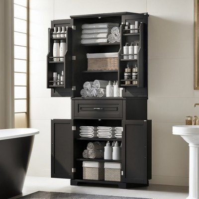 Bathroom Storage Cabinet,72" Tall Storage Cabinet with Doors and Drawer,Adjustable Shelf - Leovsnove
