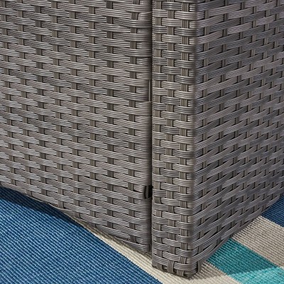 Gray and Beige Wicker Three-Seater Outdoor Sofa with Water Resistant Cushions
