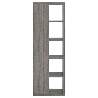 Transitional Weathered Gray 5-Tier Wood Bookcase