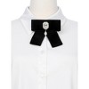 INSPIRE CHIC Women's Velvet Sweet Bowknot Brooch Rhinestone Pin Collar Bow Ties with Beads - 4 of 4