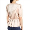 Women's Polka Dots Surplice V-Neck Short Puff Sleeve Satin Top - Chelsea28 - 3 of 4