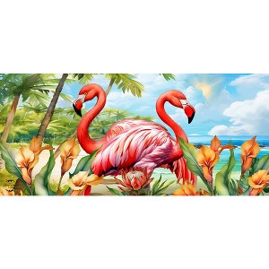 Briarwood Lane Summer Flamingo Pair Mini Mat 22x10 Indoor Outdoor For Summer Doormat - 1 of 2