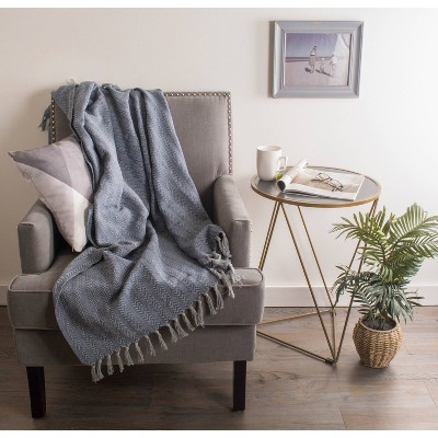 French Blue Cotton Sherpa Full-Size Cozy Throw