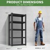 Munora 63"H 5-Tier Garage Storage Shelving Unit, Adjustable Heavy Duty Metal Rack, 2000 lbs Capacity, Powder-Coated Steel, 31.5"W x 15.75"D, Black - 3 of 4