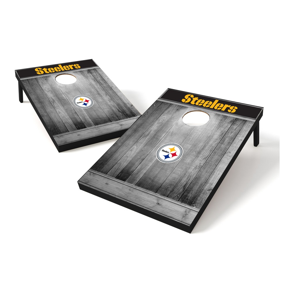 Wild Sports 2'x3' MDF Wood NFL Pittsburgh Steelers Cornhole Set - Grey Wood Design (B075K1NTFZ)