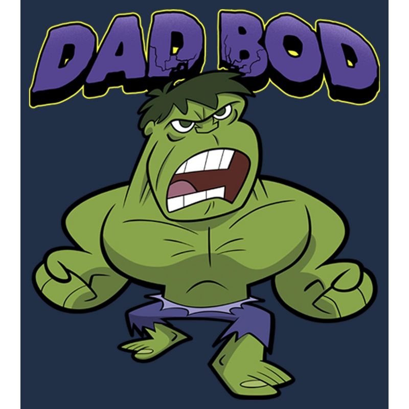 Men's Marvel Dad Bod Cartoon Hulk Long Sleeve Shirt, 2 of 5