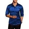 COOFANDY Men's Silk Satin Jacquard Long Sleeve Floral Button Up Shirts - 2 of 4