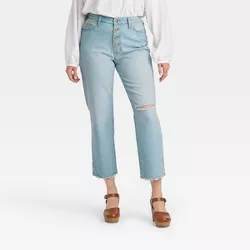 Women's Curvy Fit High-Rise Vintage Straight Jeans - Universal Thread™ Light Blue 12