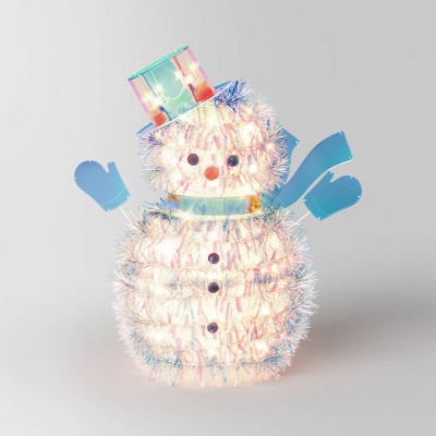 28" Incandescent Tinsel Snowman Christmas Novelty Sculpture Light with Clear Color Light Bulb - Wondershop™