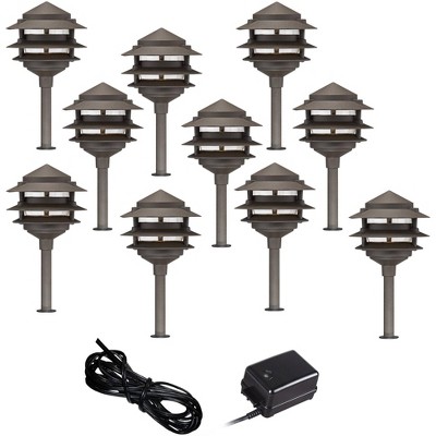 John Timberland Pagoda 12-Piece Complete Outdoor LED Landscape Lighting Set