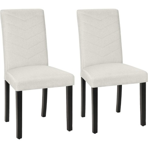 Vecelo Upholstered Dining Chairs Set Of 2 Linen Fabric Chairs Wood Legs High Back Parsons Chairs Beige Target