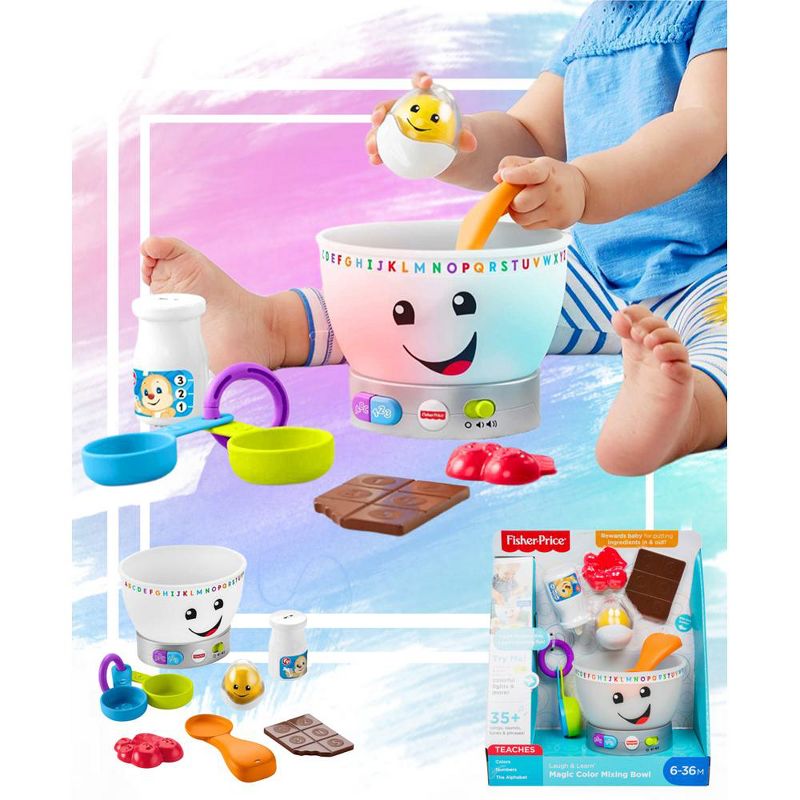 Fisher Price - Laugh, Learn & Grow Smart Stages Magical Colorful Learn Your Way Around the Kitchen Mixing Bowl, 3 of 7