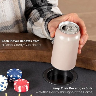 Octagonal Brown Felt 8-Player Foldable Poker Table