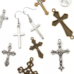 Bright Creations 150 Pieces Cross Charms for DIY Jewellery Keychain & Bracelet Making, 2 Colours