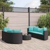 vidaXL Patio Sofa Set with Cushions Lounge Setting Outdoor Furniture Poly Rattan - Black and Blue 6 Piece - 2 of 4