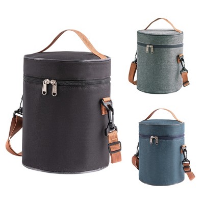 Unique Bargains Cylindrical Insulated Lunch Tote Bag 1 Pc