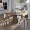 LeisureMod Clivo Leather Dining Chair – Modern Open-Back with Curved Wooden Slats & Poplar Wood Legs for Kitchen or Dining Room Set of 4 - 3 of 4