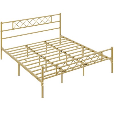 Yaheetech Simple Metal Bed Frame With Headboard&footboard Slatted Bed ...