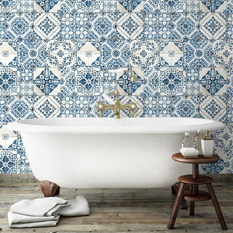 RoomMates Mediterranian Tile Peel &#38; Stick Wallpaper Blue, 3 of 10