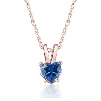 Pompeii3 Women's 1/2ct Blue Heart Shape Sapphire Pendent Rose Gold 18" Chain Necklace
