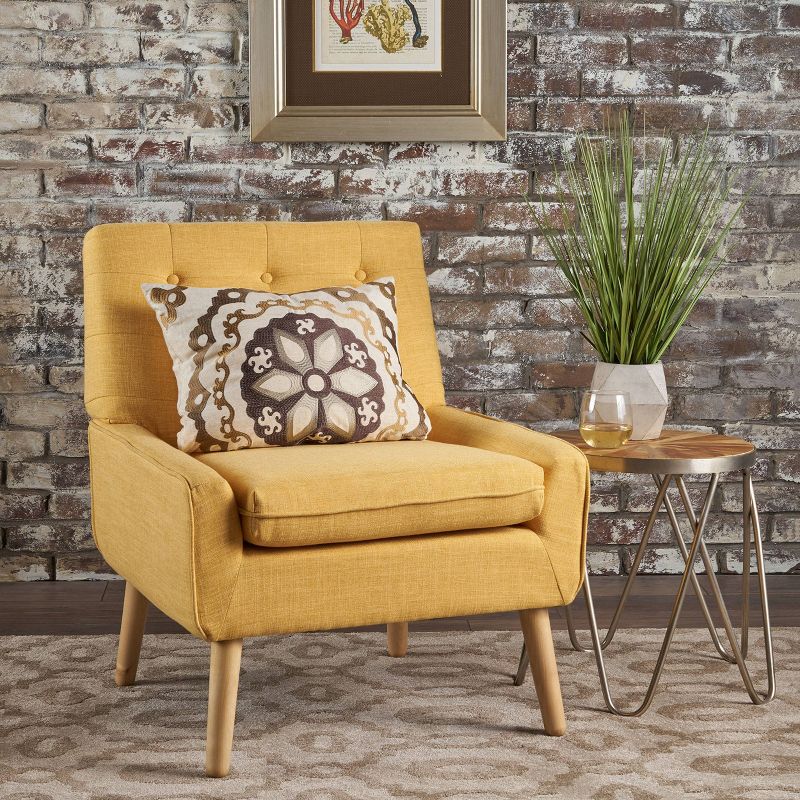 Eilidh Mid Century Tufted Accent Chair Muted Yellow - Christopher Knight Home, 3 of 8