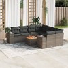 vidaXL Patio Sofa Set with Cushions Outdoor Furniture 9 Piece Poly Rattan - Gray - 2 of 4