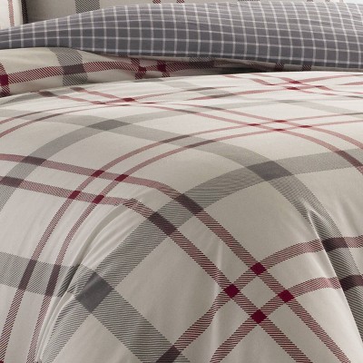 Twin Cotton Plaid Duvet Cover and Sham Set