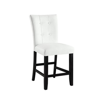 Acme Furniture 19" Hussein Dining Chair White PU & Black Finish : Sleek Curved Back, 22" Seat Height
