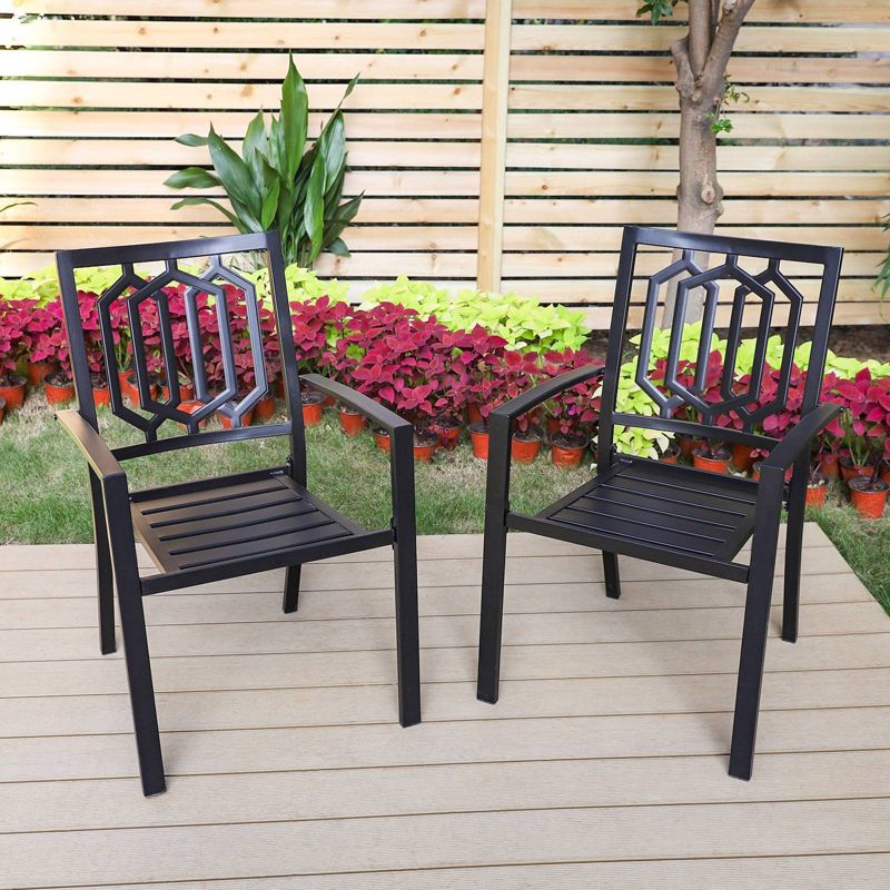 2pk Outdoor Steel Dining Arm Chairs - Captiva Designs, 1 of 10