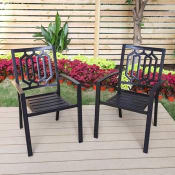 2pk Outdoor Steel Dining Arm Chairs - Captiva Designs