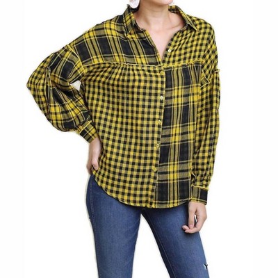 Women's Plaid & Checkered Button Up Top - umgee