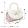 Girls Pearl Ribbon Handbag – Luxe Faux Fur Purse with Pearl Handle & Bow Detail | Dress-Up & Special Occasion Bag - 4 of 4