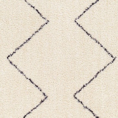 Aaliyah 5'3" x 7' Cream and Black Washable Synthetic Area Rug