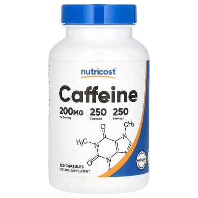 Nutricost Caffeine , 200 mg , 250 Capsules
