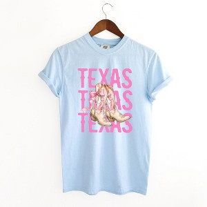 Simply Sage Market Women's Coquette Texas Cowgirl Boots Short Sleeve Garment Dyed Tee - 1 of 2