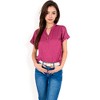 Anna-Kaci Women's Short Sleeve Button Front V-Neck Shirt - 4 of 4