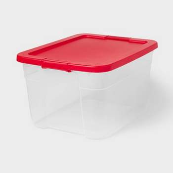 66qt Latching Storage Box Clear with Red Lid - Brightroom™