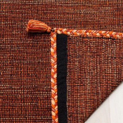 Handmade Reversible Orange and Black Cotton 8' x 10' Area Rug