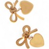 Anna-Kaci Women's Bow Dangle Heart Drop Earrings Gold Tone Playful Love Design- Gold - 3 of 4