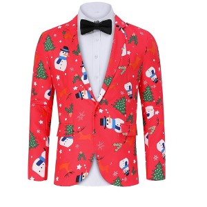 Clearlove Tuxedo Jackets One Button Slim Fit Formal Suits Blazer with Bow Tie Formal Blazer - 1 of 4