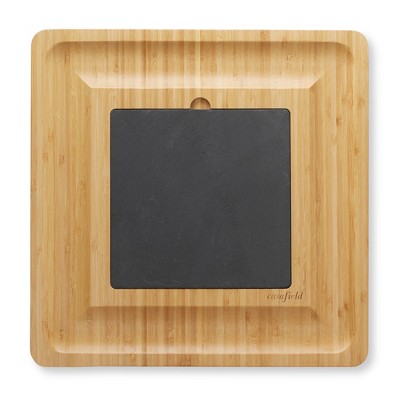 Bamboo Cheese Board Set with Slate Plate and Snack Trays