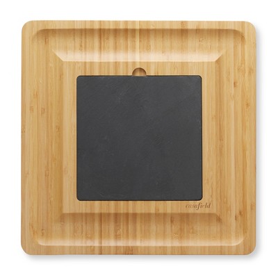 Casafield Bamboo Cheese Cutting Board With Removable Slate Cheese Plate ...