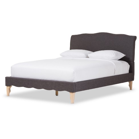 Queen Fannie French Classic Modern Style Polyester Fabric Platform Bed Dark  Gray - Baxton Studio : Target