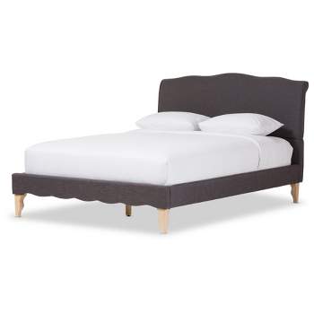 Queen Fannie French Classic Modern Style Polyester Fabric Platform Bed Dark Gray - Baxton Studio