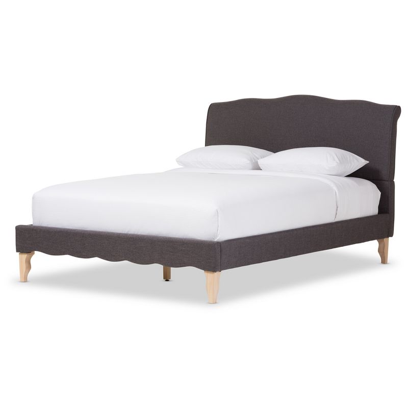 Queen Fannie French Classic Modern Style Polyester Fabric Platform Bed Dark Gray - Baxton Studio, 1 of 7