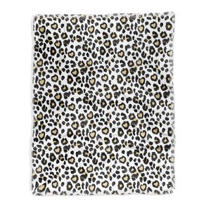Dash and Ash Leopard Heart Throw Blanket Black/White - Deny Designs
