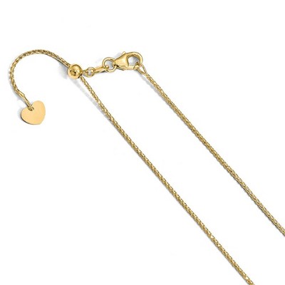Black Bow Jewelry 1mm 14k Yellow Gold Adjustable D/C Open Franco Chain Necklace, 22 Inch