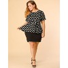 Agnes Orinda Women's Plus Size Crew Neck Twisted Knot Front Short Sleeves Summer Peplum Blouses - 4 of 4