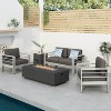 GDFStudio Crested Bay Outdoor Aluminum 4 Seater Chat Set with Dark Gray Fire Pit - 2 of 4