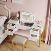 Makeup Vanity Desk with Flip Top Mirror and Lights, 47" 3 in 1 Vanity Table with 5 Drawers - 4 of 4